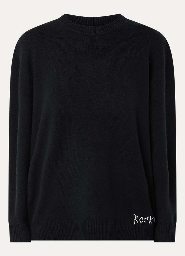 Zadig&Voltaire Dames Swyna grofgebreide trui van kasjmier met logo in de kleur Zwart