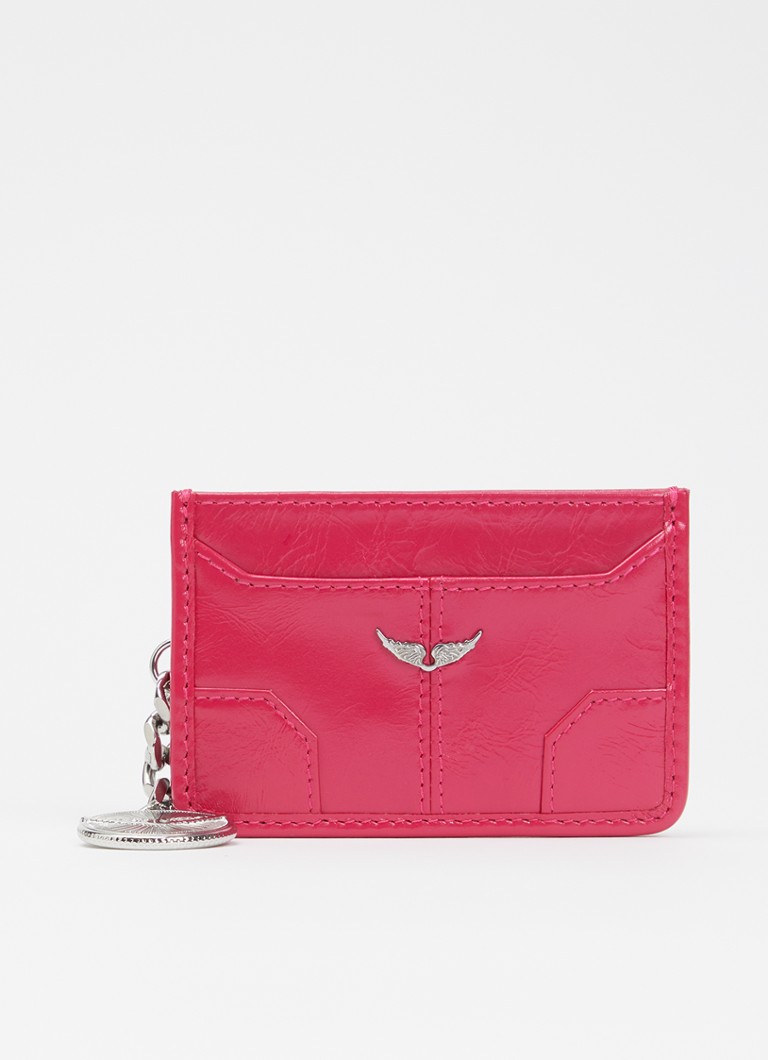 Zadig&Voltaire Dames Sunny Pass pasjeshouder van leer in de kleur Donkerroze
