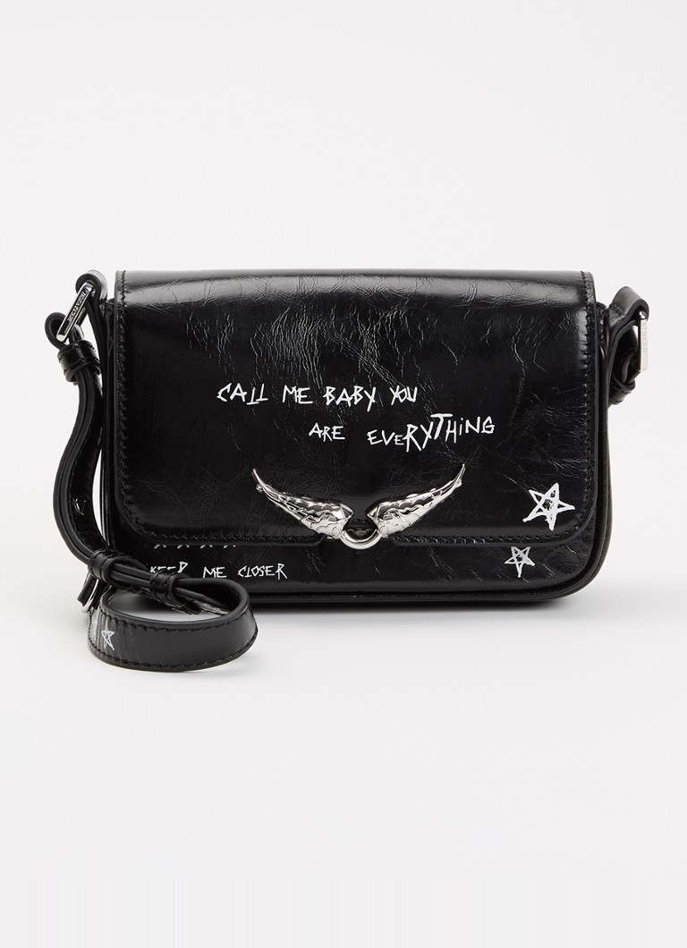 Zadig&Voltaire Dames Le Zazi Vintage Graffiti crossbodytas van leer in de kleur Zwart