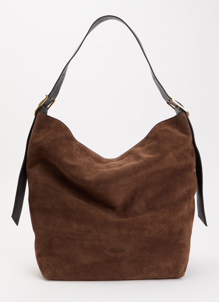 Zadig&Voltaire Dames Jane Hobo shopper van suède met afneembare schouderriem in de kleur Bruin