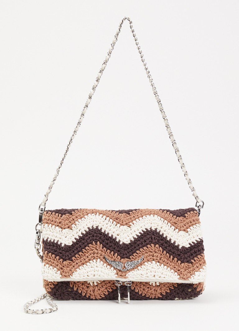 Zadig&Voltaire Dames Rock macramé clutch met afneembare schouderriem in de kleur Bruin