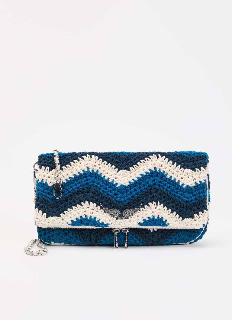 Zadig&Voltaire Dames Rock macramé clutch met afneembare schouderriem in de kleur Blauw