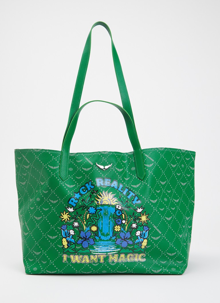 Zadig&Voltaire Dames Z XL shopper van leer met logoprint in de kleur Groen