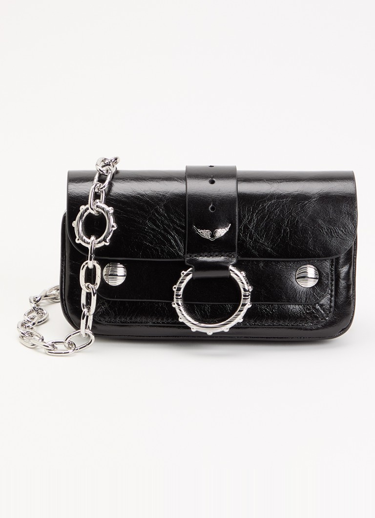 Zadig&Voltaire Dames Kate clutch van leer met afneembare schouderriem in de kleur Zwart