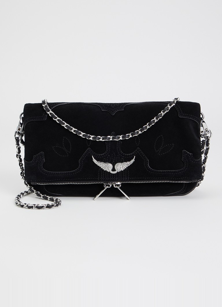 Zadig&Voltaire Dames Rock Western clutch van suède in de kleur Zwart