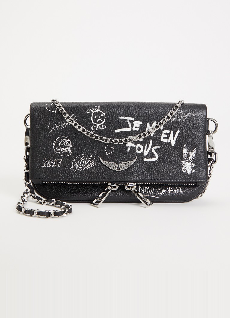 Zadig&Voltaire Dames Rock Mini clutch van leer in de kleur Zwart