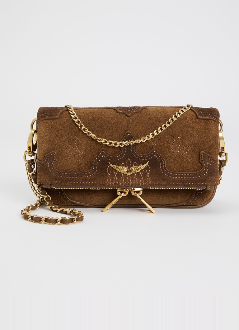 Zadig&Voltaire Dames Rock Mini clutch van suède in de kleur Cognac
