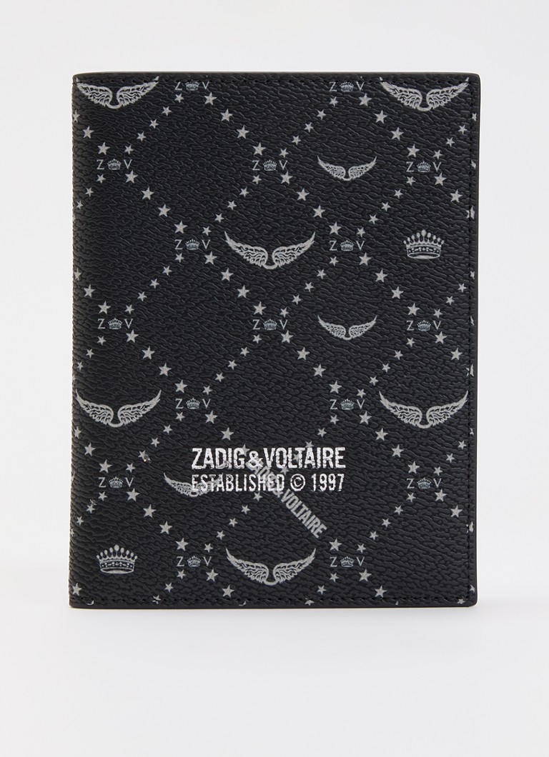 Zadig&Voltaire Dames Paspoortetui met logo in de kleur Zwart