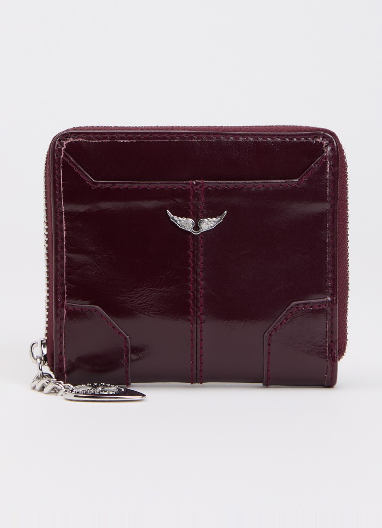 Zadig&Voltaire Dames Sunny Mini portemonnee van leer in de kleur Aubergine