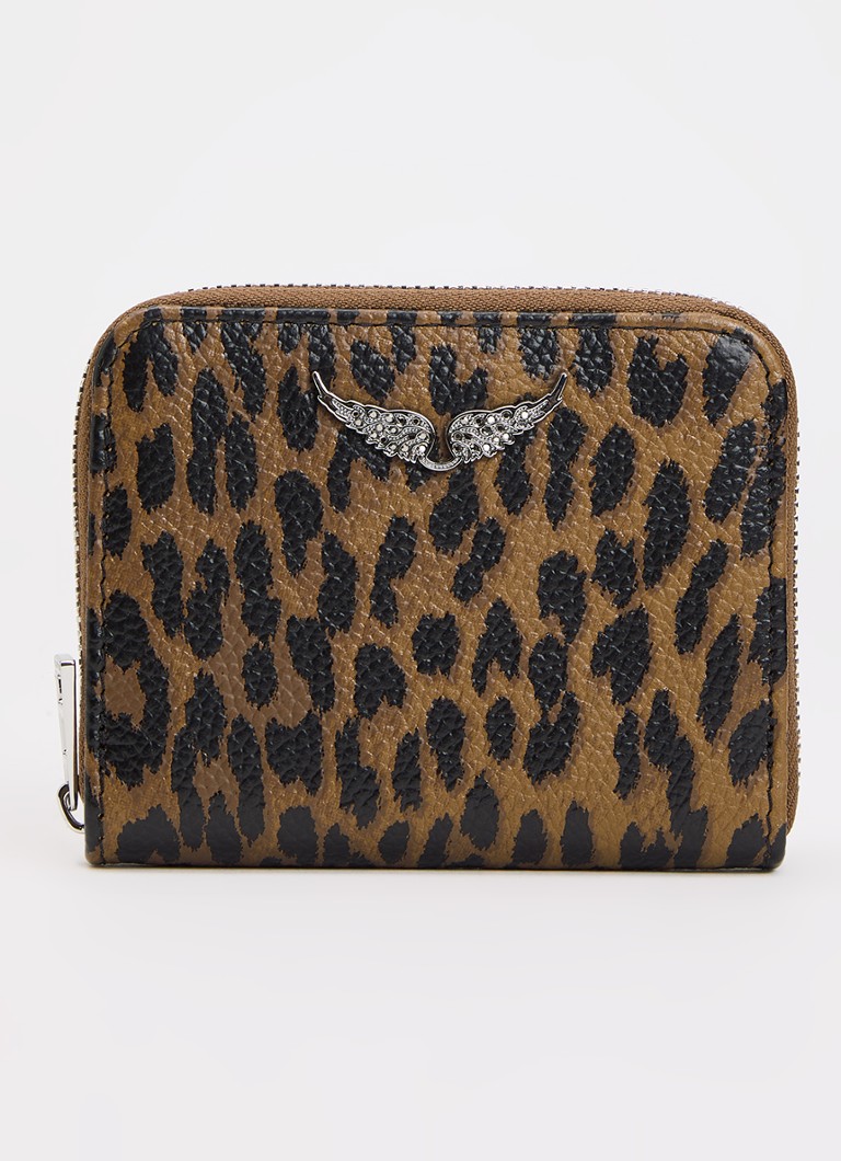 Zadig&Voltaire Dames Portemonnee van leer met panterprint in de kleur Bruin