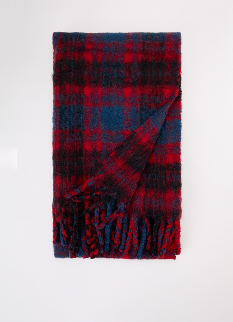 Zadig&Voltaire Dames Joan Tartan sjaal in wolblend 190 x 56 cm in de kleur Blauw