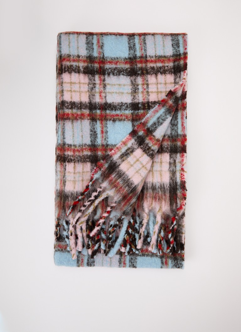 Zadig&Voltaire Dames Joan Tartan sjaal in wolblend 190 x 56 cm in de kleur Roze