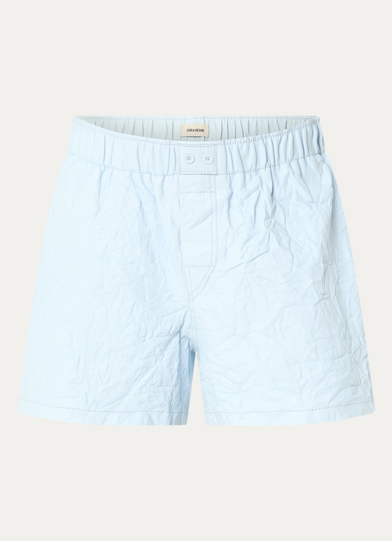 Zadig&Voltaire Dames Pax cuir high waist straight fit korte broek van lamsleer in de kleur Lichtblauw