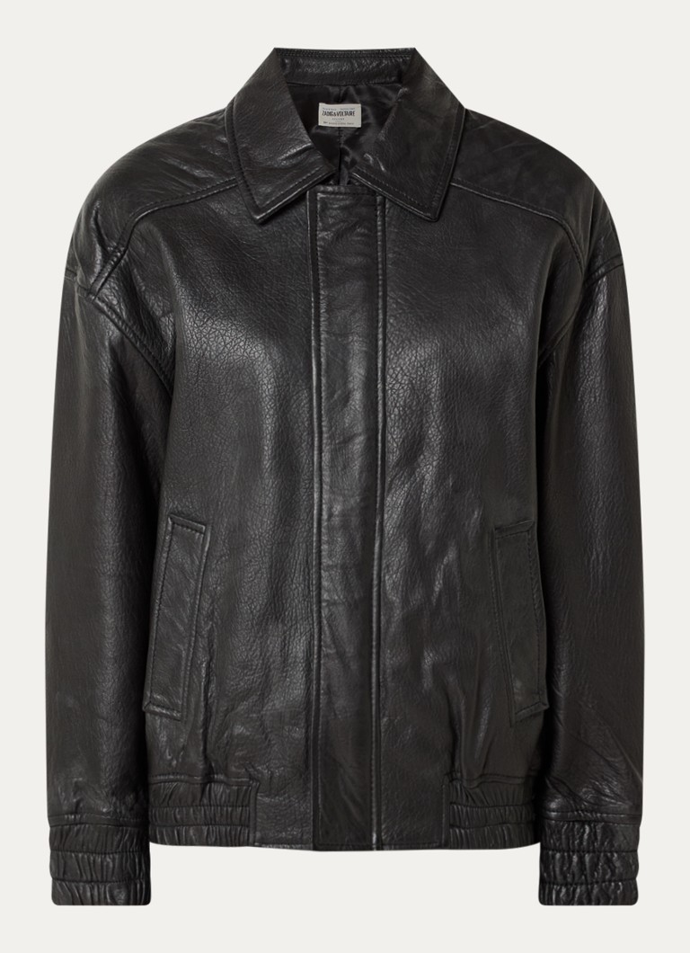 Zadig&Voltaire Dames Loriand bomberjack van leer met steekzakken in de kleur Zwart