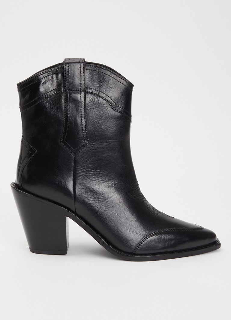 Zadig&Voltaire Dames Cara cowboylaars van leer met doorgestikte details in de kleur Zwart
