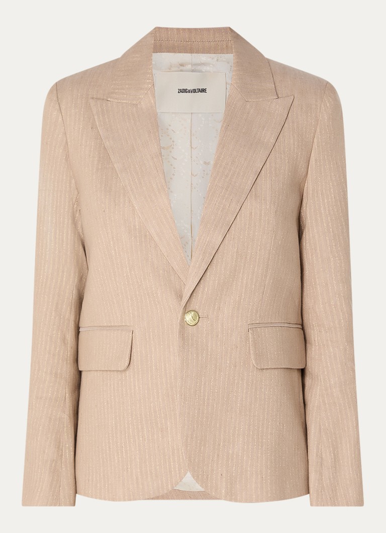 Zadig&Voltaire Dames Vavy blazer in linnenblend met lurex in de kleur Beige