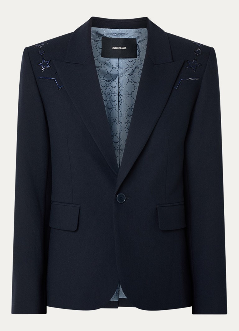 Zadig&Voltaire Dames Vavy blazer met schoudervulling en klepzakken in de kleur Donkerblauw