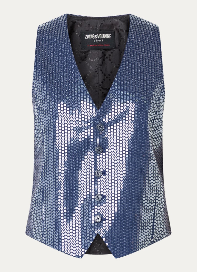 Zadig&Voltaire Dames Emaux gilet met pailletten in de kleur Royalblauw