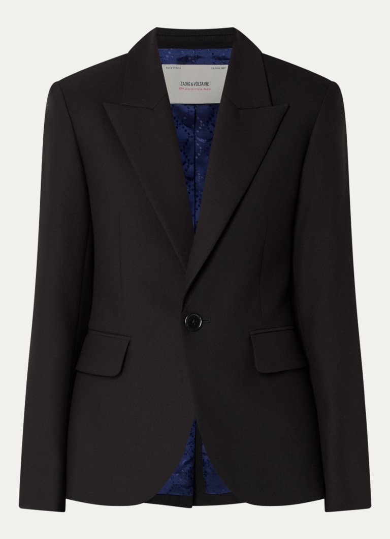 Zadig&Voltaire Dames Vavy blazer met schoudervulling en backprint in de kleur Zwart