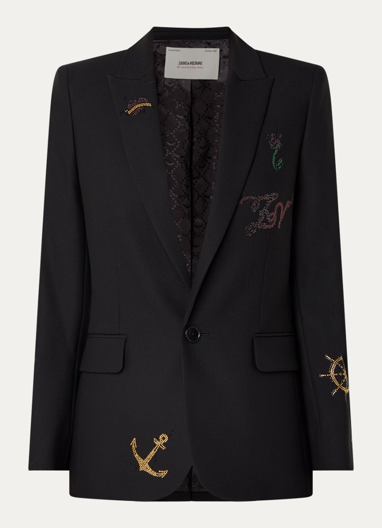 Zadig&Voltaire Dames Valse blazer met strass in de kleur Zwart