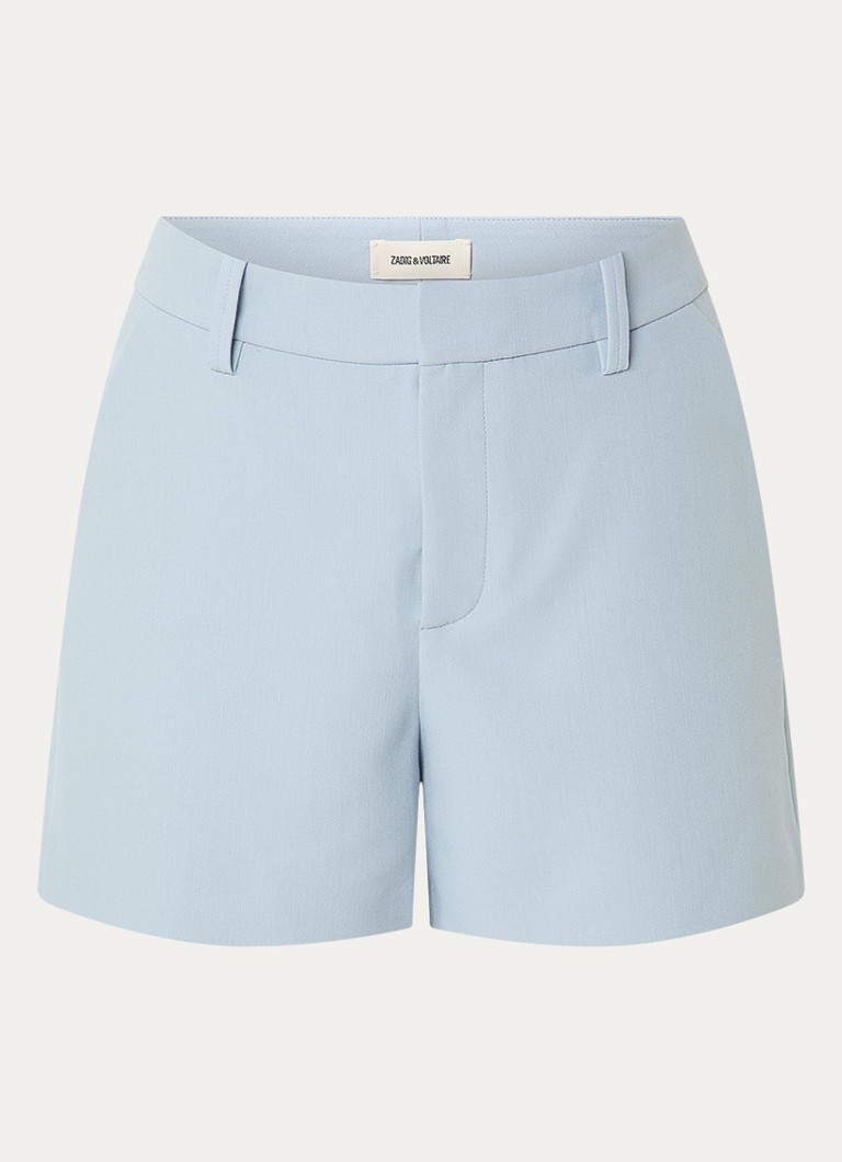 Zadig&Voltaire Dames Sidou high waist straight fit korte broek in de kleur Lichtblauw