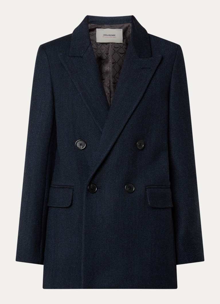 Zadig&Voltaire Dames Miew oversized double-breasted blazer in scheerwolblend in de kleur Donkerblauw