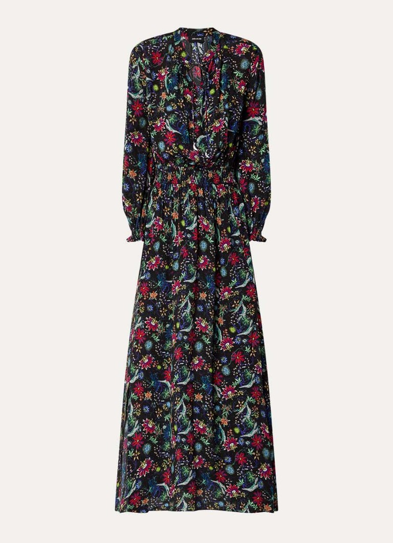 Zadig&Voltaire Dames Rayado maxi jurk met bloemenprint en split in de kleur Koraal