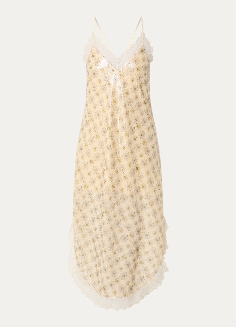 - Bloemen Dames jurk - Lichtgeel -