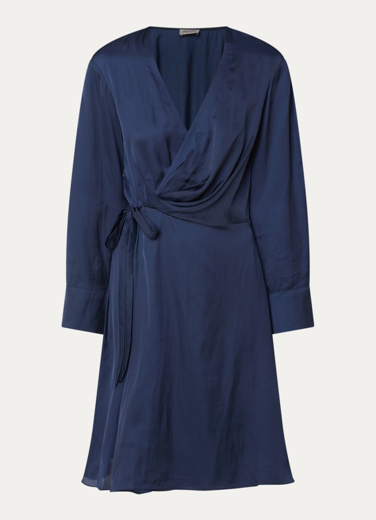 Zadig&Voltaire Dames Remoir mini wikkeljurk van satijn in de kleur Donkerblauw