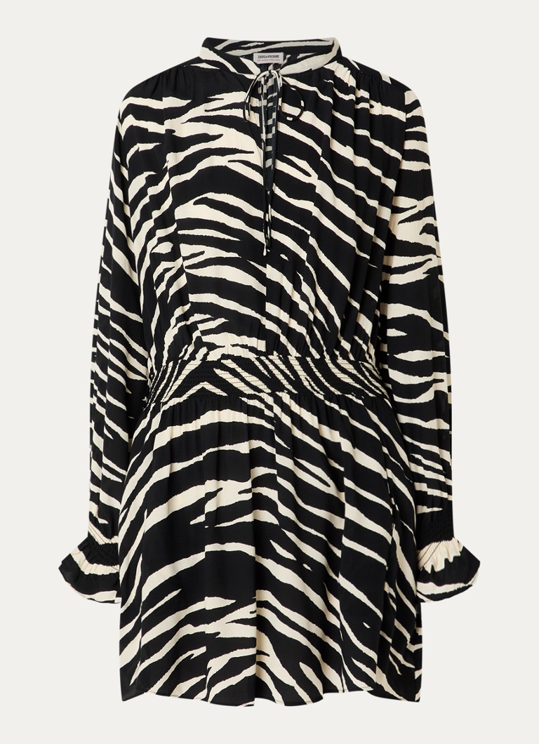 Zadig&Voltaire Dames Rayados mini tuniek jurk met zebraprint in de kleur Zwart