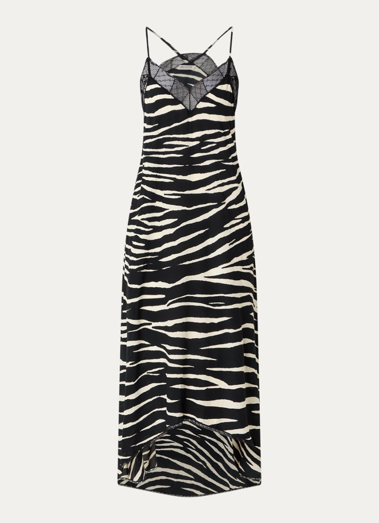 Zadig&Voltaire Dames Risty maxi jurk met zebraprint in de kleur Zwart