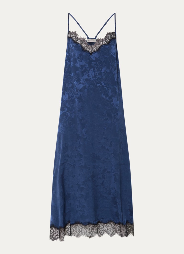 Zadig&Voltaire Dames Respa midi jurk van zijde met print in de kleur Donkerblauw