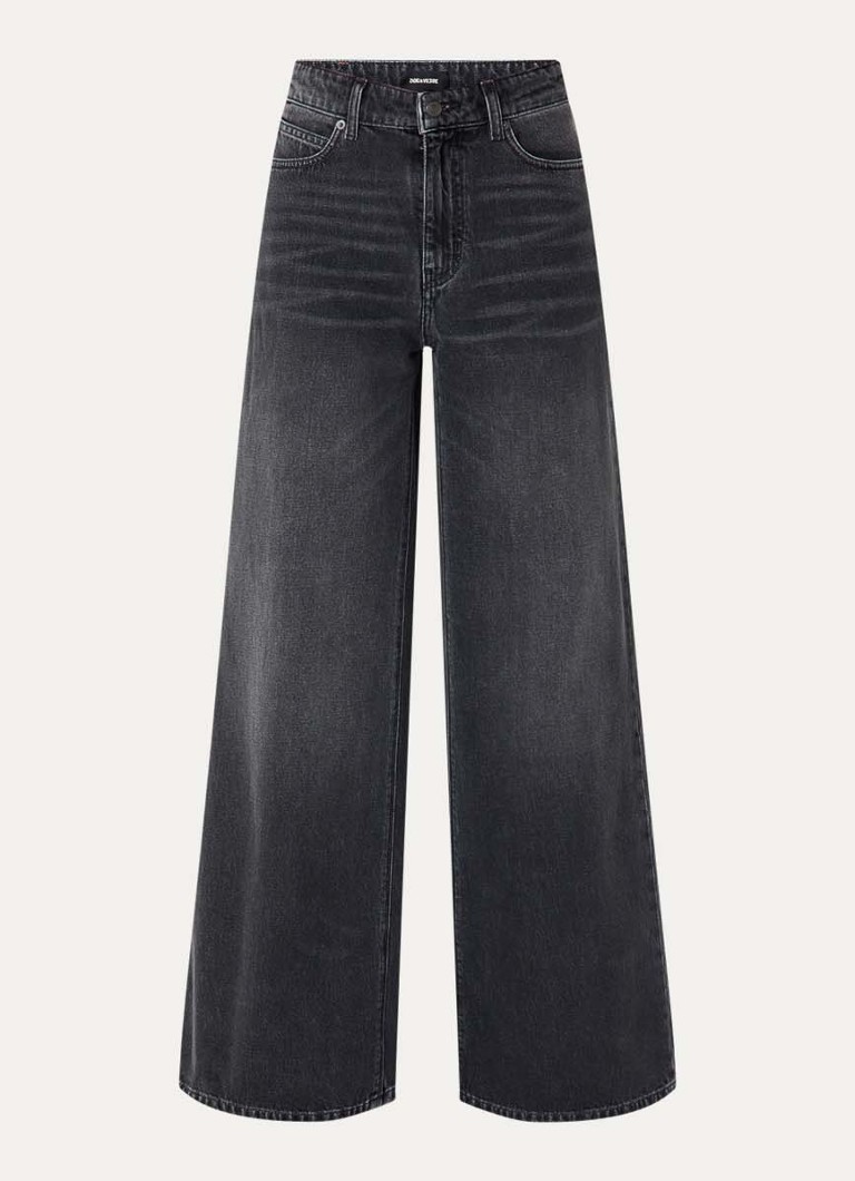 Zadig&Voltaire Dames Eli high waist wide leg jeans met gekleurde wassing in de kleur Middengrijs