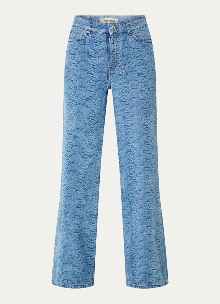 Zadig&Voltaire Dames Eli high waist wide leg jeans met print en steekzakken in de kleur Indigo