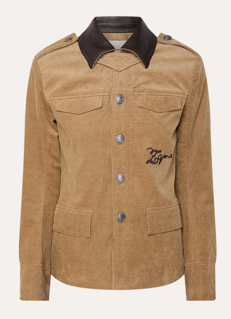 Zadig&Voltaire Dames Veram jack van corduroy met logo borduring in de kleur Camel