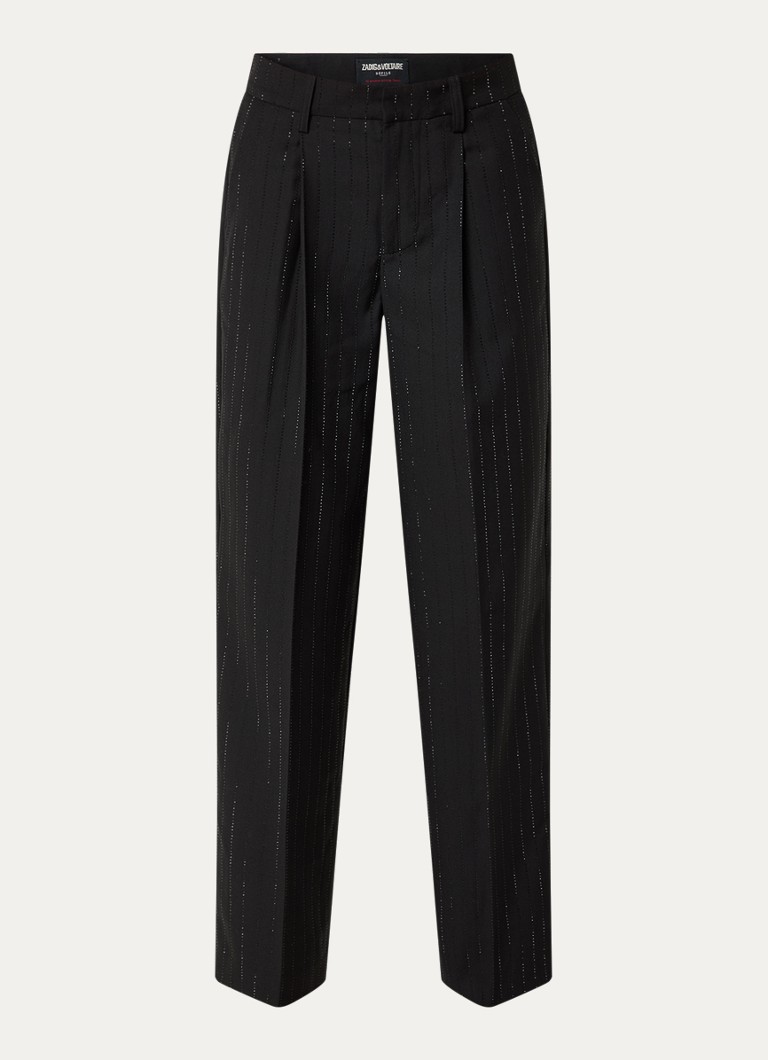 Zadig&Voltaire Dames Puros high waist loose fit pantalon met strass in de kleur Zwart