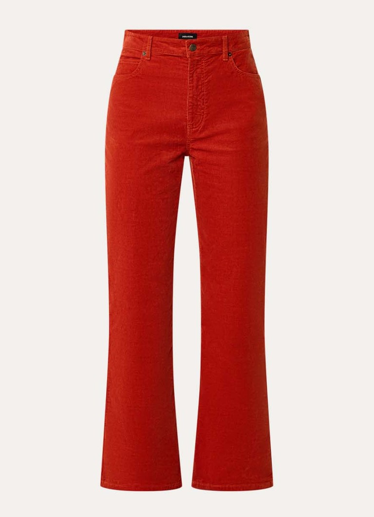 Zadig&Voltaire Dames Evy high waist straight fit chino van corduroy met steekzakken in de kleur Oranjerood