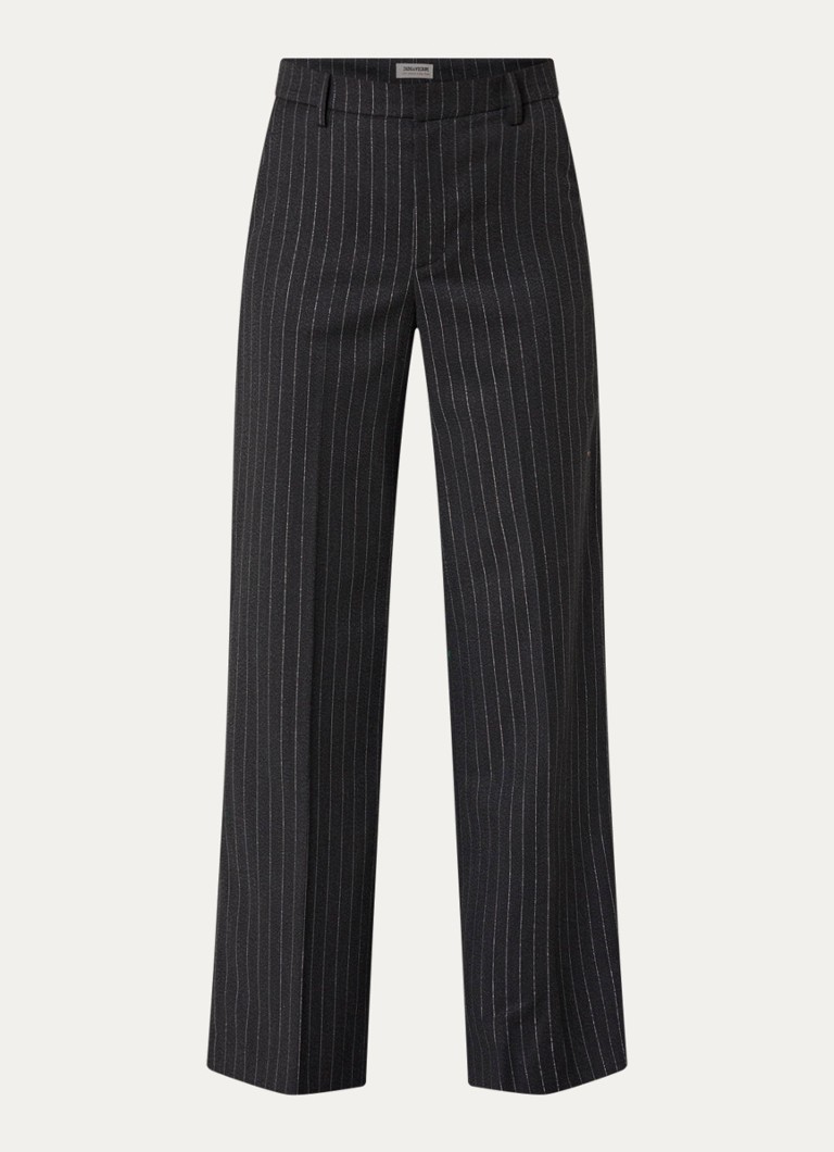 Zadig&Voltaire Dames High waist straight fit pantalon met lurex in de kleur Antraciet