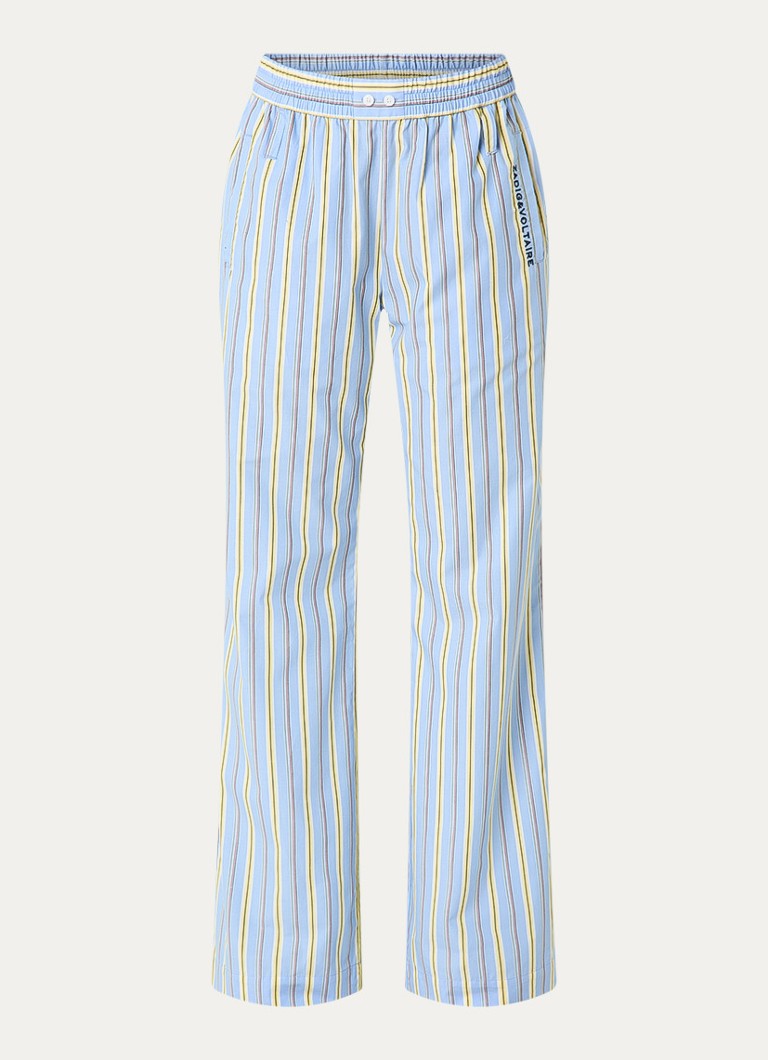 Zadig&Voltaire Dames Poma straight fit broek met streepprint in de kleur Lichtblauw