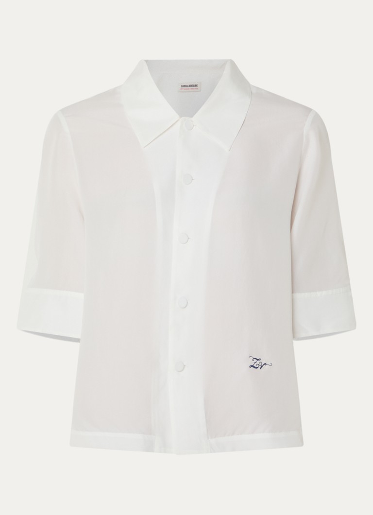 Zadig&Voltaire Dames Telmy blouse van zijde met logoborduring in de kleur Wit