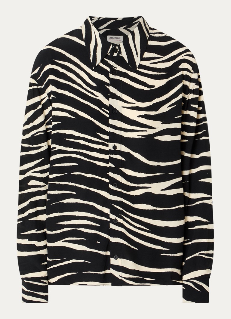 Zadig&Voltaire Dames Tyrica blouse met zebraprint in de kleur Zwart
