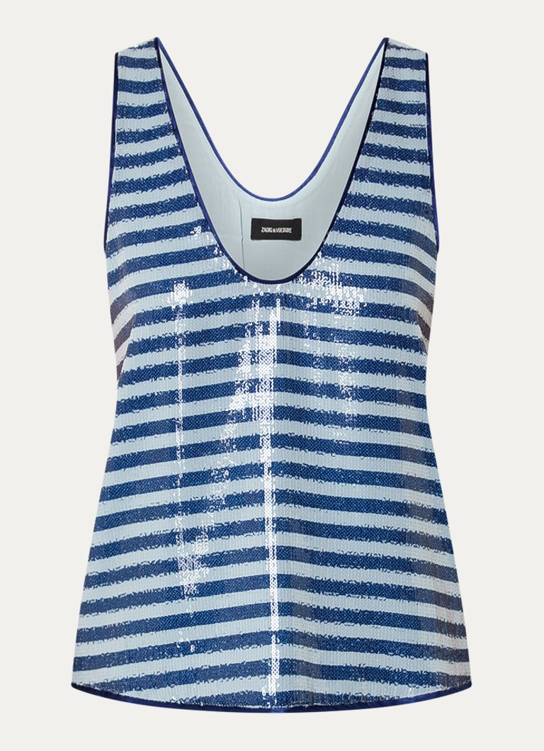 Zadig&Voltaire Dames Tarys tanktop met pailletten in de kleur Donkerblauw
