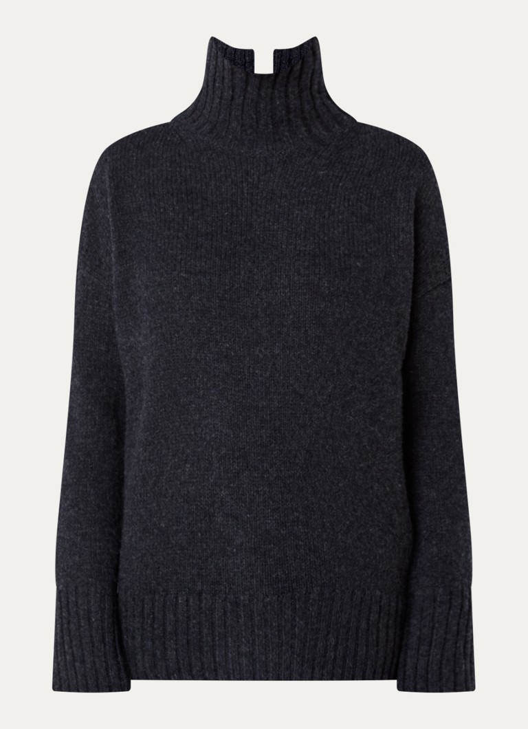 Zadig&Voltaire Dames Bleeza fijngebreide trui in kasjmierblend met col in de kleur Donkerblauw
