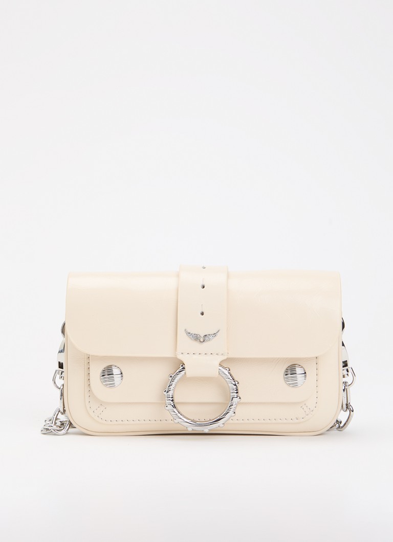 Zadig&Voltaire Dames Kate clutch van leer met afneembare schouderriem in de kleur Creme