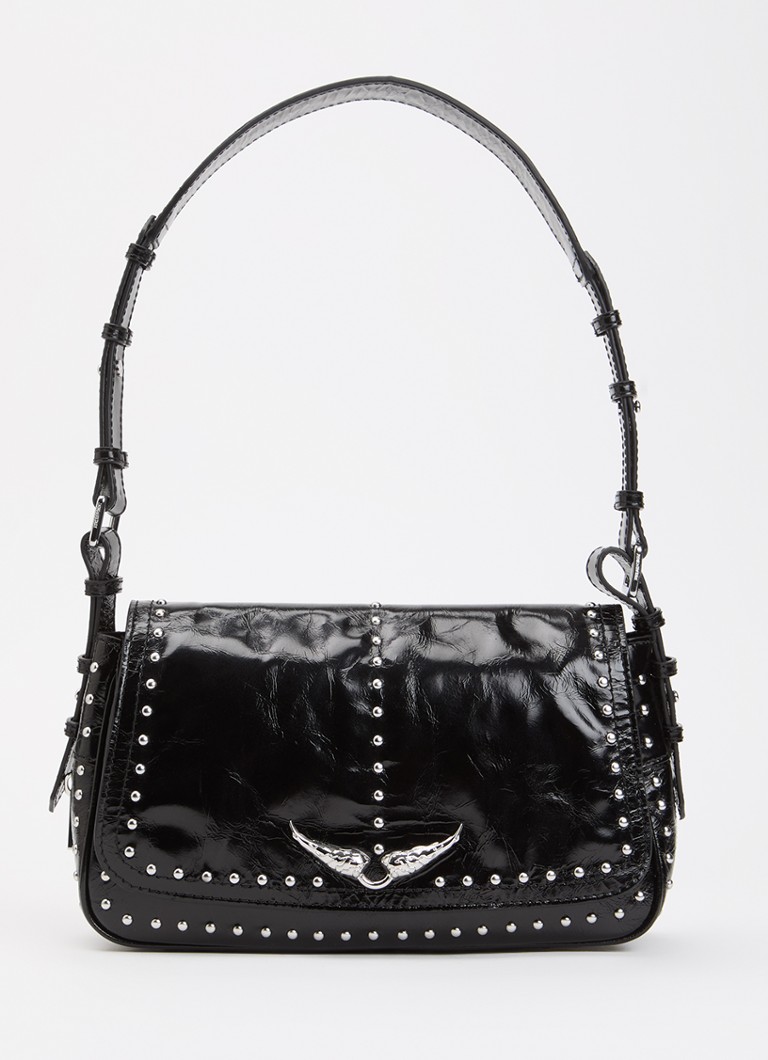 Zadig&Voltaire Dames Le Zouzou Vintage schoudertas van leer met studs in de kleur Zwart