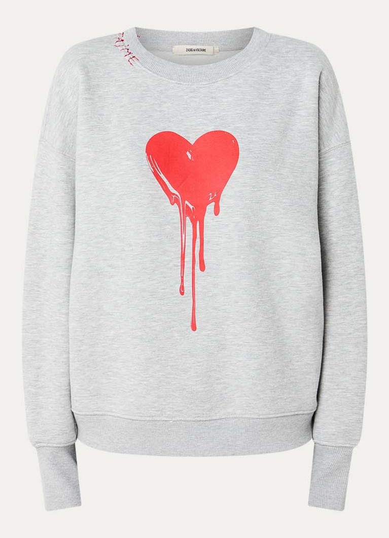 Zadig&Voltaire Dames Oscar sweater met print in de kleur Grijsmele