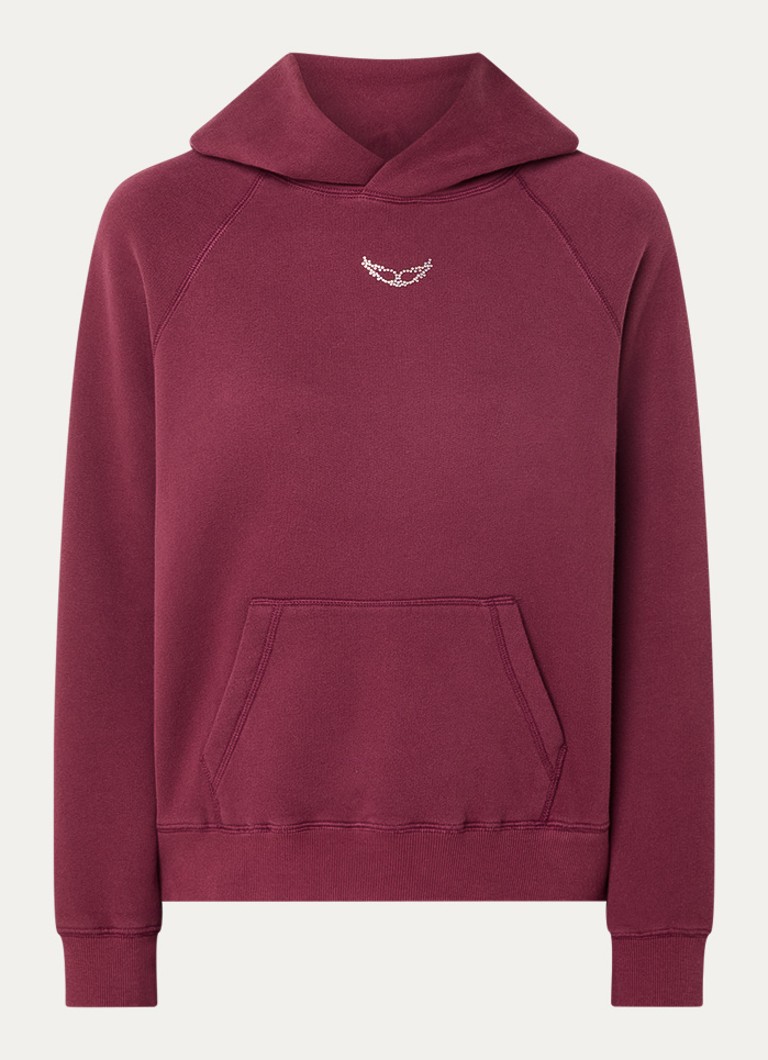 Zadig&Voltaire Dames Georgy hoodie met strass en logoprint in de kleur Bordeauxrood