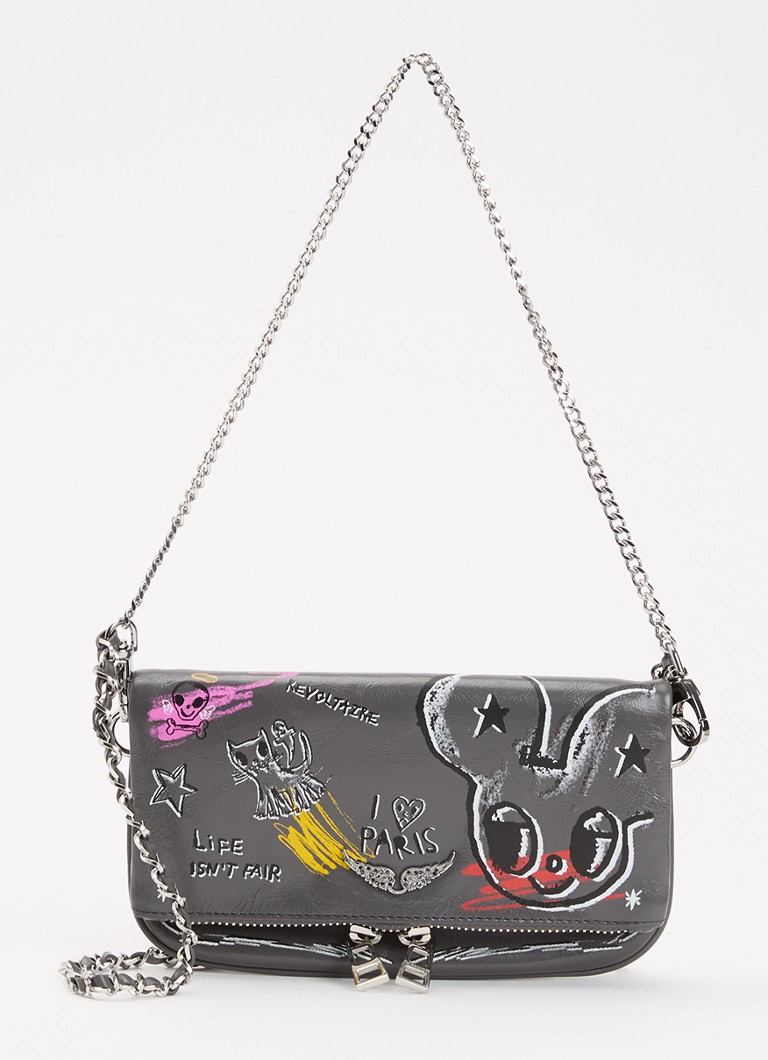 Zadig&Voltaire Dames Rock Nano Humberto clutch van leer in de kleur Donkergrijs