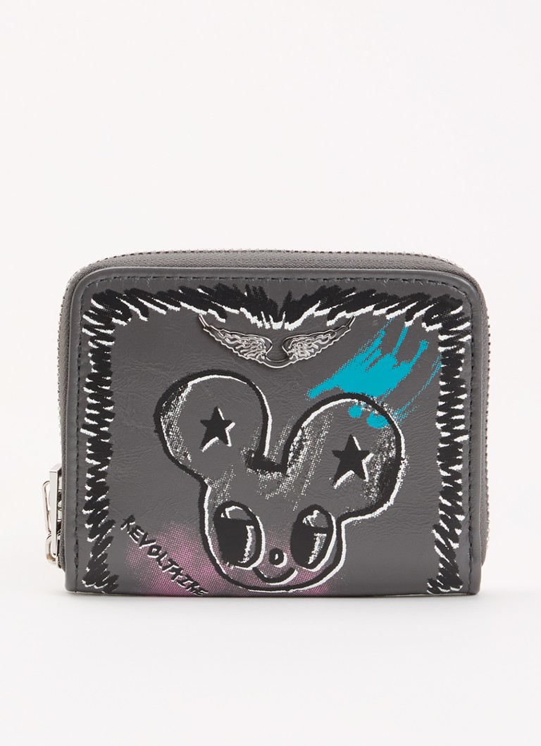 Zadig&Voltaire Dames Humbert Mini portemonnee van leer in de kleur Donkergrijs