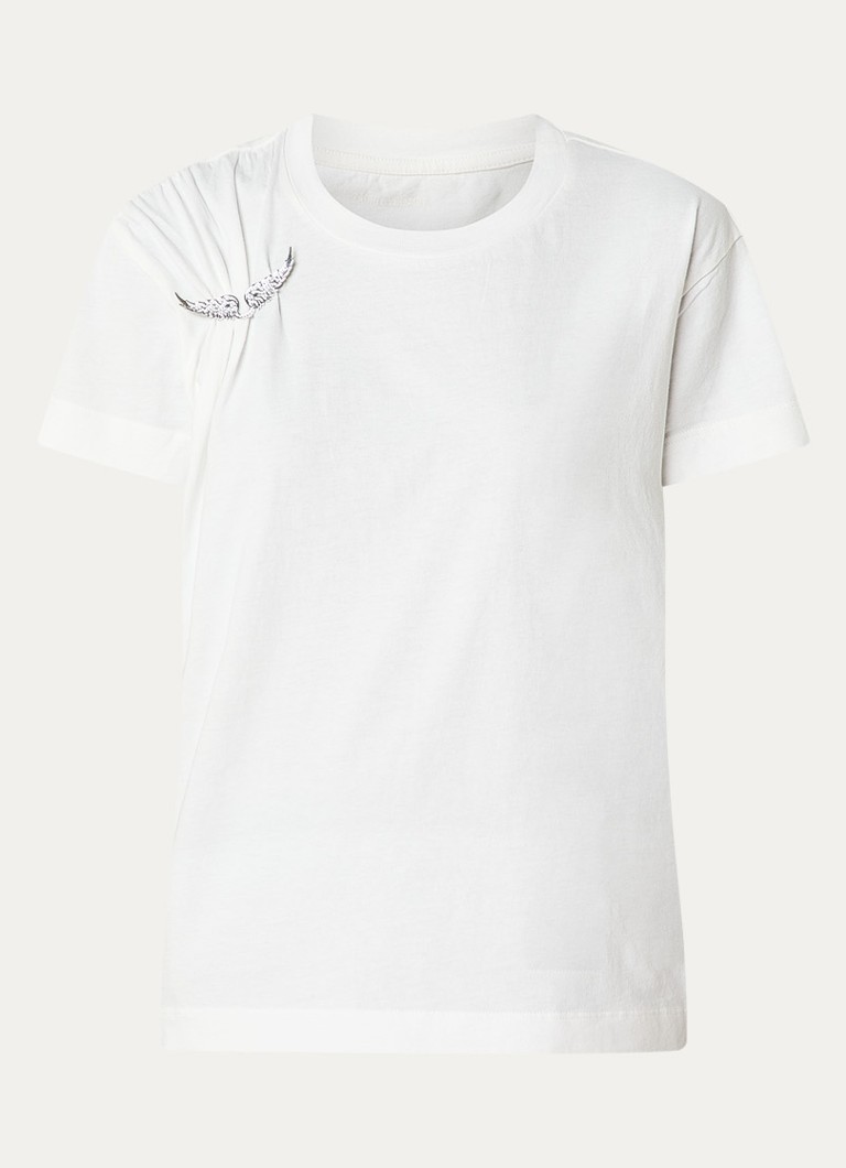 Zadig&Voltaire Dames Suzan T-shirt met afneembare broche in de kleur Wit